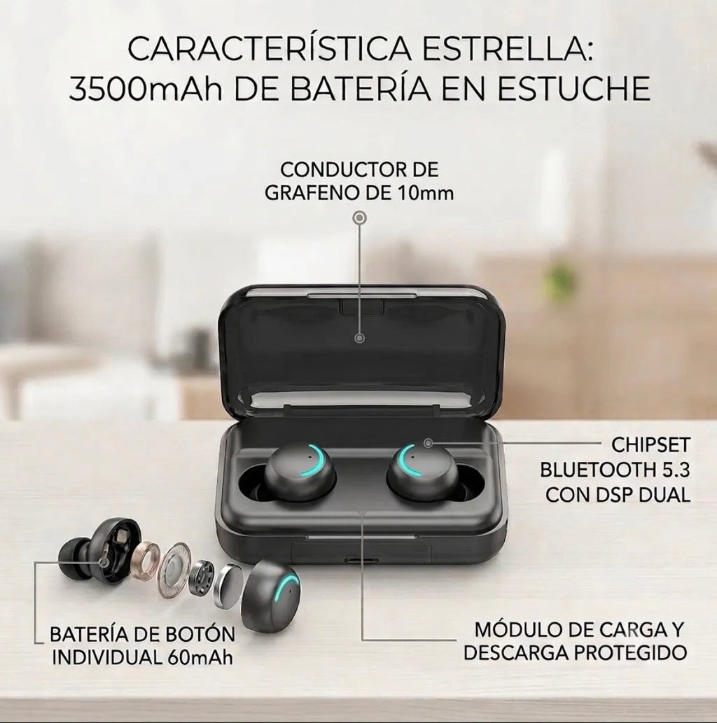 Especificaciones técnicas: 3500mAh, grafeno 10mm, Bluetooth 5.3